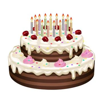 Birthday cake on a white background. Vector illustration. Stock Illustration