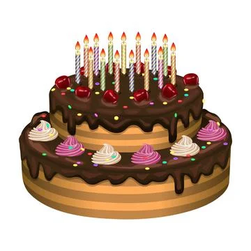 Birthday cake on a white background. Vector illustration. Stock Illustration