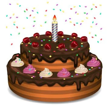 Birthday cake on a white background. Vector illustration. Stock Illustration