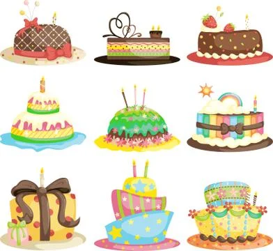 Birthday cakes Stock Illustration