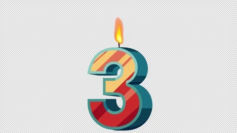 Birthday Candle Number Three 動画素材 335350759