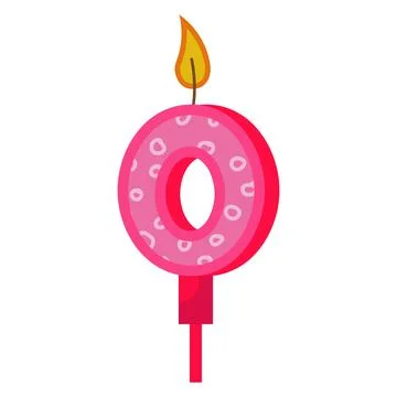 Birthday candles with numbers zero and fire. Colored icon for anniversary or  Stock Illustration