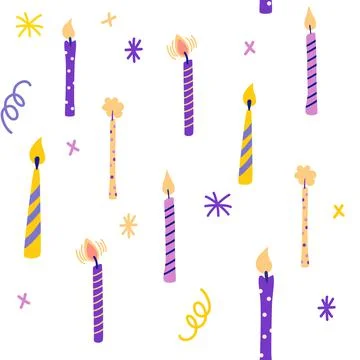 Birthday candles seamless pattern. Presents and gifts festive wrapping paper. Illustrazione stock