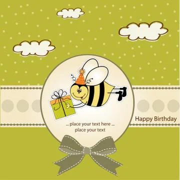 Birthday card with bee Stock Illustration