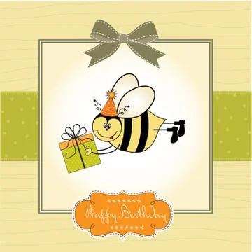 Birthday card with bee Stock Illustration