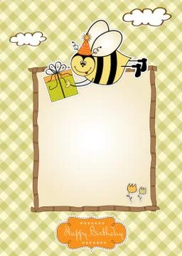 Birthday card with bee Stock Illustration
