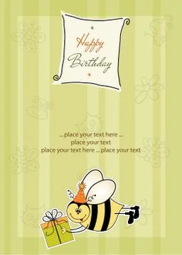 Birthday card with bee Stock Illustration