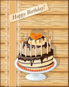 Birthday card with cake Stock Illustration