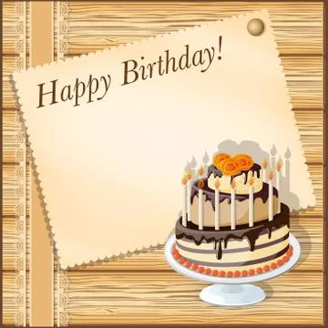 Birthday card with cake Stock Illustration