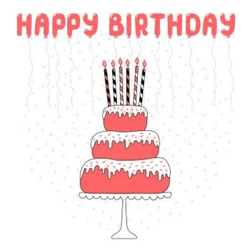 Birthday card with cake イラスト素材