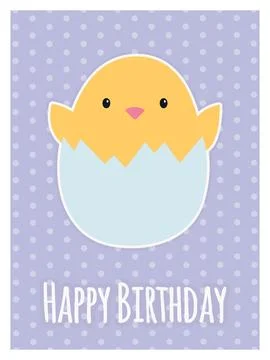 Birthday card. Chicken in an eggshell. Vector illustration Stock Illustration