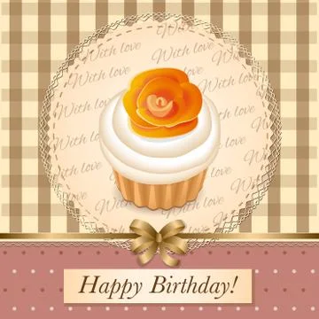Birthday card with cupcake Stock Illustration