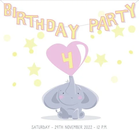Birthday card elephant Stock Illustration