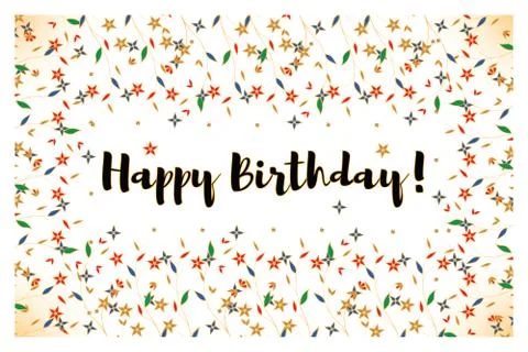 Birthday card as a gift. With multi-colored flowers on golden stems. Stock Illustration