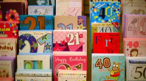 Birthday cards on stand Stock Footage 63604060