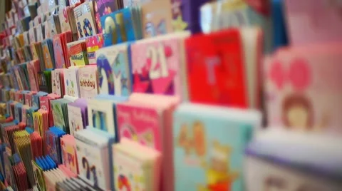 Birthday cards on stand Stock Footage 63604198