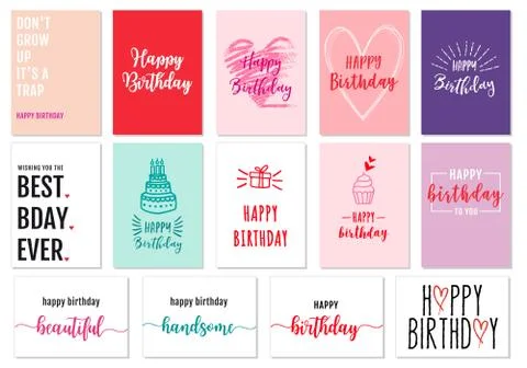Birthday cards, vector set Stock Illustration