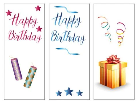Birthday cards on a white background Stock Illustration