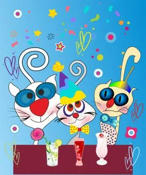 Birthday cats Stock Illustration