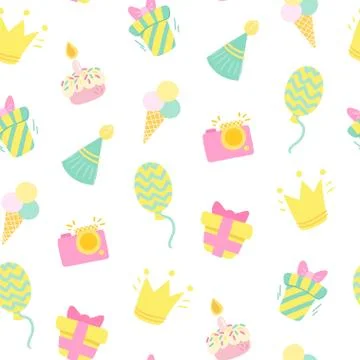 Birthday celebration seamless vector pattern. Illustrazione stock