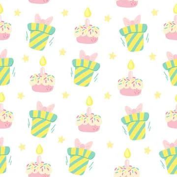 Birthday celebration seamless vector pattern. Stock Illustration