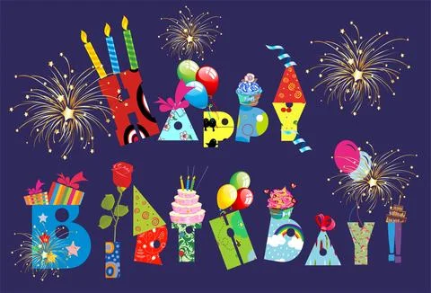 Birthday composition, Stock Illustration