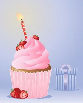 Birthday cupcake Illustrazione stock