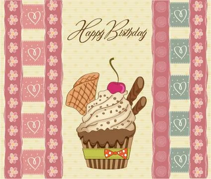 Birthday cupcake Stock Illustration