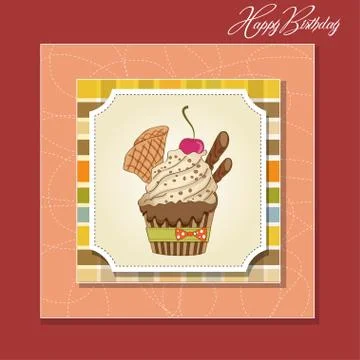 Birthday cupcake Stock Illustration