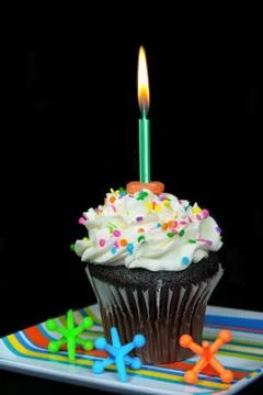 Birthday cupcake with jacks Stock Photos