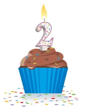 Birthday cupcake, number two, vector illustration Stock Illustration