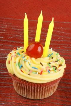 Birthday cupcake Stock Photos