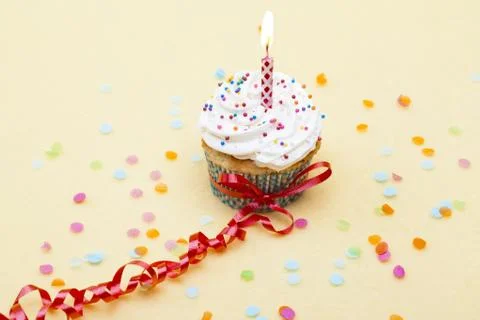 Birthday cupcake Stock Photos