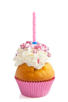 Birthday cupcake Stock Photos