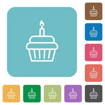 Birthday cupcake rounded square flat icons イラスト素材