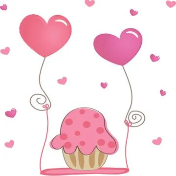 Birthday cupcake. Vector card. 스톡 일러스트