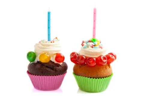 Birthday cupcakes Stock Photos