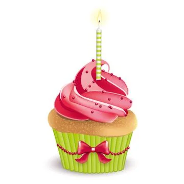 Birthday cute cupcake Stock Illustration