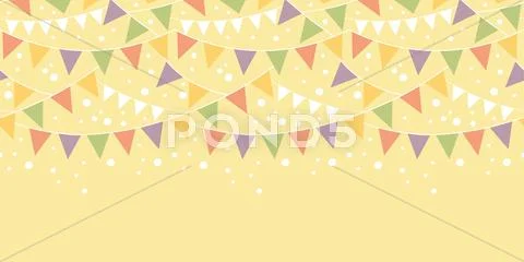 Birthday Decorations Bunting Horizontal Seamless Pattern Stock Illustration