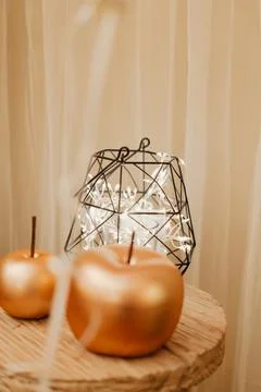 Birthday decorations with strings of lights Stock Photos
