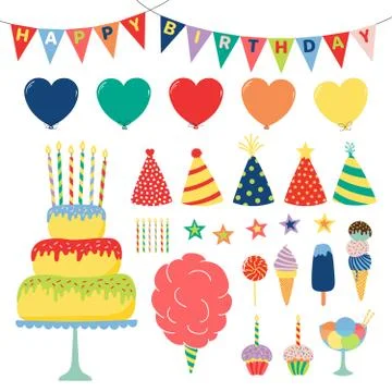 Birthday design elements collection Illustrazione stock
