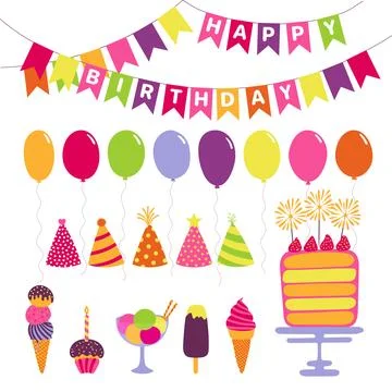 Birthday design elements collection Stock Illustration