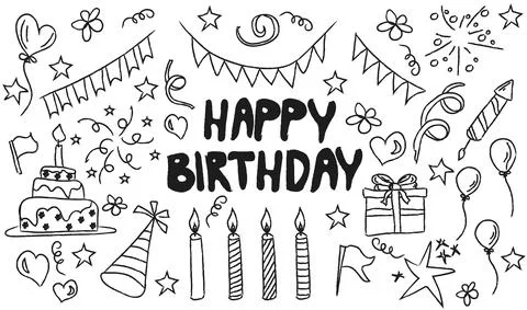 Birthday doodle set Stock Illustration