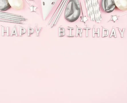 Birthday elements arrangement top view Stock Photos