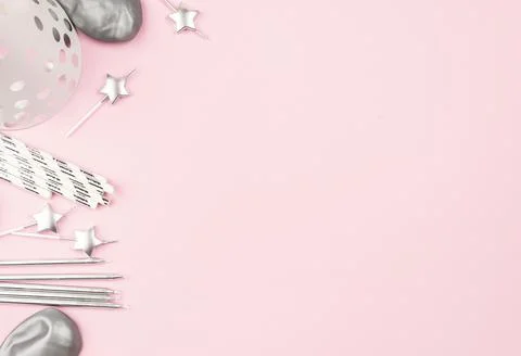 Birthday elements with copy space. High quality photo Stock Photos