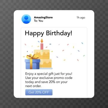 Birthday Email Offer Card. Vector illustration. Stock Illustration