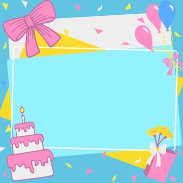 Birthday frames. Celebration b-day icon set. Hand drawn elements. Vector イラスト素材