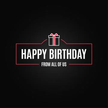 Birthday gift box frame. Happy birthday border card on black background Stock Illustration