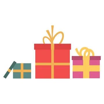 Birthday gift boxes icon flat vector. Present box Ilustración de archivo