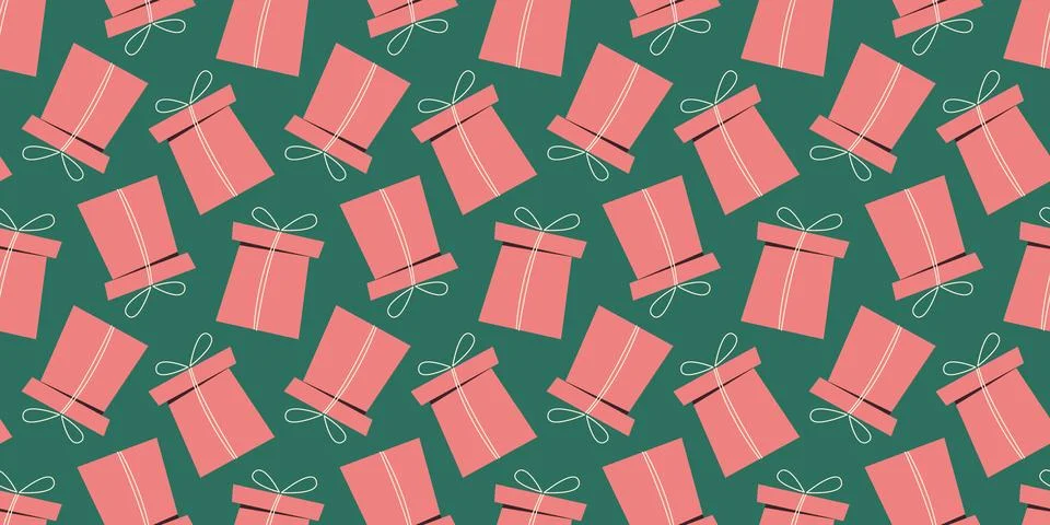 Birthday gift Boxes vector pattern in retro style. Seamless background with.. 库存插图